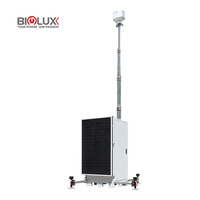 Tour de surveillance solaire mobile HiCUBE, panneaux solaires bifaciaux haute puissance 1350W, batterie LFP 15kWh, mât de sécurité hors réseau