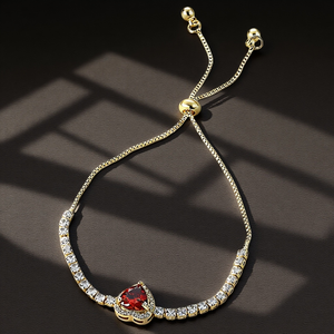 Hochzeit Herz Diamant Mode Kette & Link Armbänder Vergoldet Kupfer Tennis Verstellbar Kostbares Armband Frauen Mädchen Schmuck - Product Image 5