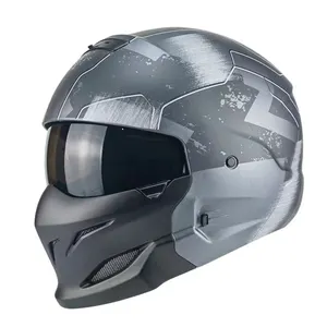 레트로 3/4 모듈 반 얼굴 전기 자전거 헬멧 Helmate 전체 얼굴 Casque 클래식 사무라이 전갈 오토바이 헬멧
