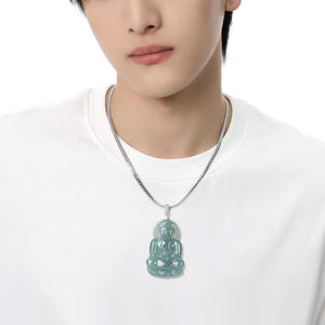 จี้หยกธรรมชาติสีน้ำเงินรูปพระโพธิสัตว์กวนอิม ประดับเงินแท้ S925 พร้อมใบรับรอง GY15 - Product Image 5