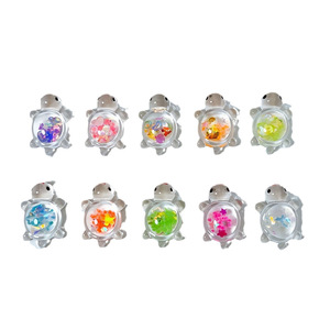 Colgante de joyería acrílica DIY con forma de tortuga de lentejuelas rojo brillante que brilla en la oscuridad, llavero, adorno para bolso, accesorio para pendientes - Product Image 5
