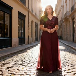 Robe Abaya longue en polyester avec broderie de paillettes de qualité supérieure, design élégant et personnalisé pour femmes musulmanes - Product Image 3