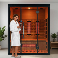 Sauna Interior de Infrarrojos Lejanos para 3 Personas, de Madera de Hemlock, con Espectro Completo