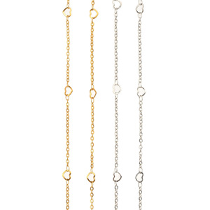 Chaîne en forme de croix et de cœur |   Chaîne de bijoux en acier inoxydable plaqué or PVD 18 carats, motif cœur pêche, pour collier et bracelet DIY - Product Image 1