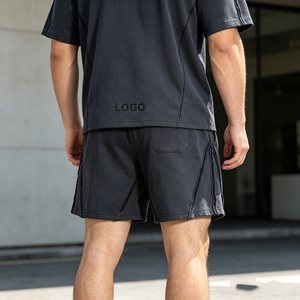Custom Logo Men's <b>sets</b> 480gsm Black Casual Vintage Washed T-Shirt And Ripped Shorts <b>Set</b> Casual Summer Wear <b>Sets</b> for Men - Product Image 4