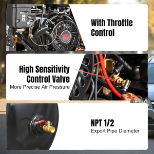 Tangki horisontal 30 galon 13HP, sistem pompa Piston 3-silinder bertenaga Gas kompresor udara horisontal industri - Product Image 3