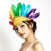 Accessoires de tête indiens pour mascarade, coiffes à plumes, bandeau à plumes arc-en-ciel pour Halloween, Carnaval, Fête de la fierté, pour adulte