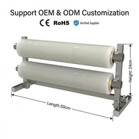 Distributeur de film alimentaire commercial JH-Mech avec axe rotatif fluide, double capacité de rouleaux et support de broche en U