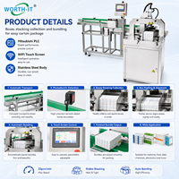Machine d'emballage automatique multicouche pour boîtes pharmaceutiques et cosmétiques, configuration de paquets réglable, écran tactile PLC