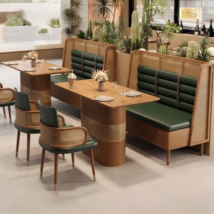Muebles de Restaurante de Cuero, Estilo Moderno, para Cafetería Comercial, Tipo Pizza China, McDonald's, Mármol, Juego de Mesa y Sillas - Product Image 5