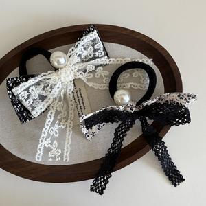 Cuerda para el Cabello con Perlas Estilo Retro Francés, Accesorios para el Cabello con Lazo de Encaje Vintage, Joyería para el Cabello de Novia para Bodas - Product Image 2