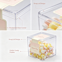 Boîte à bonbons en acrylique transparente personnalisée OEM, boîte de rangement carrée réutilisable pour mariage, baby shower, emballage de cadeaux