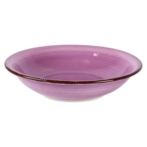 Bol à soupe ménagère en céramique, de grande capacité, vaisselle en céramique, design peint à la main, rose violet, 1 pièce - Product Image 6