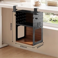 Meuble de rangement à fixer sous le bureau avec panneau perforé, organisateur de bureau suspendu en bois et métal, étagère sans perçage pour le bureau