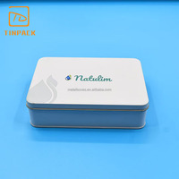Caja de lata de Metal Rectangular al por mayor de fábrica con tapa con bisagras, lata de embalaje de hojalata vacía para galletas, dulces, juguetes, caja de regalo