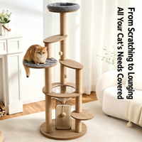 Grande tour multifonctionnelle pour chat avec griffoir en sisal, nid capsule spatiale et maison en feutre fermée pour petits appartements