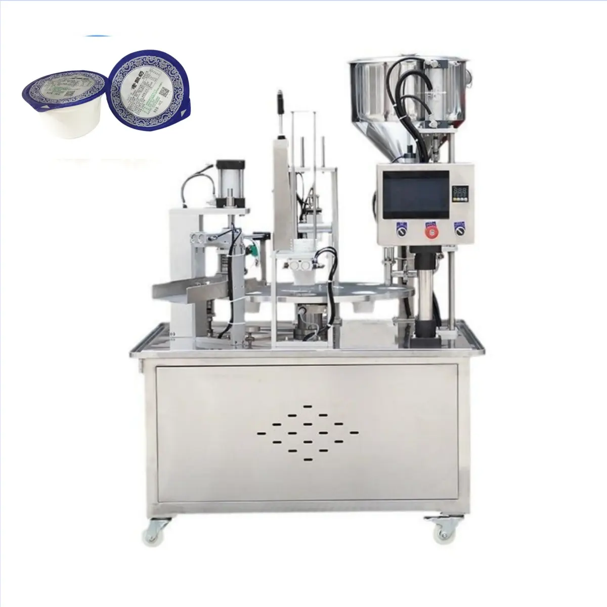 Automatic Boxed Butter Cream Yogurt Filling and Sealing Machine Rotary Cup Filling Liquid Paste Capping Machine