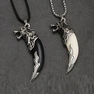 Latest Design Vintage Men's Spike Pendent Necklace Brave Men Wolf Teeth Spike Lucky Jewelry Tooth Amulet Pendant Necklace