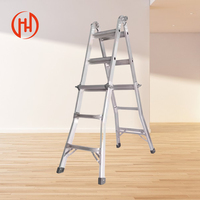 Échelle mobile multifonctionnelle avec plateforme de travail, passerelle industrielle, escalier en acier, design moderne pour usage en entrepôt