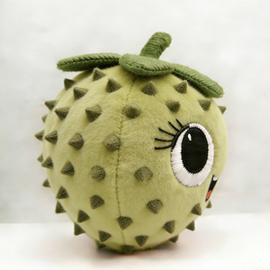Peluche personalizado en forma de durian, verde claro pálido y puntiagudo, con pequeños espinillos bordados en toda la superficie. - Product Image 2