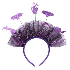 New Unique Design Fashion Cartoon Ghost <b>Pumpkin</b> Pattern Mesh <b>Large</b> Size Fabric Bat Decoration Halloween Headband - Product Image 2