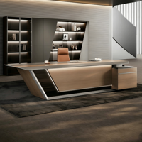 Bureau de direction moderne de luxe en forme de L, durable, écologique, poste de travail pour PDG, facile à assembler