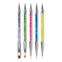 5 PIÈCES 2-En-1 Brosse de Manucure Sélecteur Double Usage Stylo Poignée Brillante 2 Voies Utiliser Nail Art Peinture Sculpture Brosse Dot Stylo