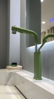 Robinet de lavabo moderne vert mat, corps tout en laiton, levier unique, eau froide et chaude, pour salle de bain et décoration intérieure