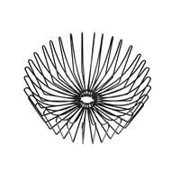 Panier de rangement de cuisine multifonctionnel en fil de fer rond de conception moderne, fait à la main, en forme de fleur, finition noire antique