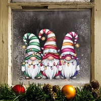 Autocollants de fenêtre imprimés UV compatibles avec la technologie d'adhérence statique, représentant Père Noël et les rennes - Autocollants en PVC pour les portes et les miroirs de Noël à la maison