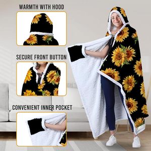 Sunflower Blanket Hoodie für Frauen, übergroße tragbare Sherpa Fleece Oddie, gemütliche Hoodie-Decke für Frauen, wärmende Decken - Product Image 3