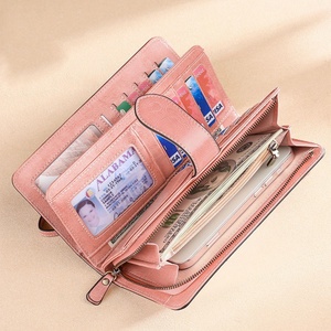 Large Capacity Vintage Style Ladies' Clutch <b>Wallet</b> Multifunctional Fashion Leather Thread Polyester <b>Long</b> Zipper RFID Open - Product Image 1
