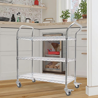 Chariot de rangement en métal sur mesure à 3 niveaux avec paniers grillagés, chariot à quatre roues, capacité 250 kg, pour entrepôt