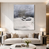 Peinture à l'huile abstraite Toundra d'hiver sur toile, gris, blanc, accents bronze, texture, taille personnalisée, du fabricant d'art, vente en gros