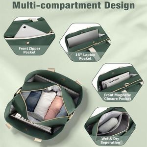 Sac fourre-tout vintage grande capacité personnalisé pour femme, durable, brodé, avec chaînes et fermeture éclair, idéal pour l'été, les voyages et la plage - Product Image 2
