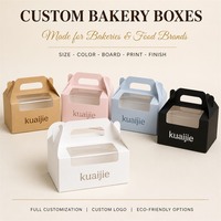 Boîte à pâtisserie en carton blanc avec logo personnalisé, fenêtre transparente et poignée en papier, emballage écologique pour gâteaux et pain