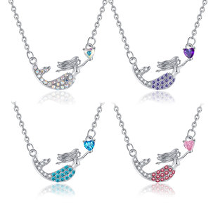 Collar de diamante degradado de sirena colgante de princesa del océano, cadena de clavícula elegante transfronteriza - Product Image 2