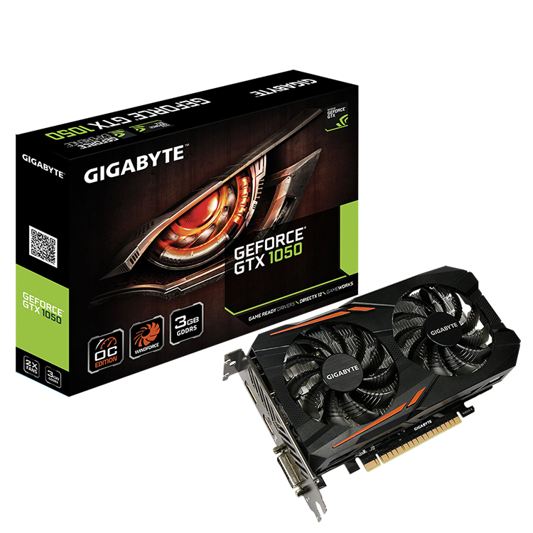 GIGABYTE NVIDIA GeForce GTX 1050 OC 3G интегрирован с памятью 3 ГБ GDDR5, поддерживает однокликовую видеокарту Super Overclocking