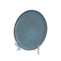 Service de vaisselle en grès céramique vert classique de luxe, résistant à la chaleur, compatible four et micro-ondes, passe au lave-vaisselle, bols et assiettes