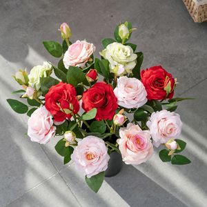 ดอกกุหลาบประดิษฐ์ CallaFloral ก้านเดี่ยว สีแดงสดและสีชมพูอ่อน ทำจากโพลีเอสเตอร์ สำหรับตกแต่งภายใน - Product Image 2