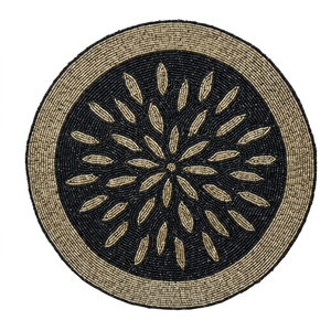 Camino de Mesa Clásico Bordado con Flores, Negro y Beige, Lavable, Decoración para el Hogar - Product Image 1