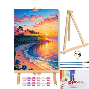Seaside Sunset Seascape Paint by Numbers Kit, pintura <span class=keywords><strong>de</strong></span> <span class=keywords><strong>paisaje</strong></span> DIY sobre lienzo <span class=keywords><strong>para</strong></span> Artes <span class=keywords><strong>de</strong></span> pared decoración del hogar - Product Image 1