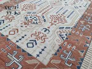 Tapis d'intérieur en laine de Nouvelle-Zélande noué à la main, blanc chaud, tapis turc Oushak, tapis en laine épaisse, tapis noué doux, grand tapis d'intérieur - Product Image 2