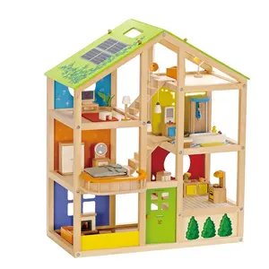 Großhandel baby puppe haus spielzeug-Zertifiziert genehmigen Top lustige Lieblings möbel Holzpuppe Spielhaus mit möblierten All Season House Kids Toys