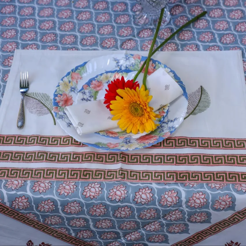 Eettafel Placemats Met Servet Sets Indian Katoen Handblok Bedrukt Wasbare Tafelmatten Voor Voedsel Serveren Set Van 6 Stuks