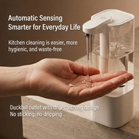 Distributeur de savon automatique mains libres avec réservoir transparent en PC, rechargeable par USB-C et volume réglable sur plusieurs niveaux