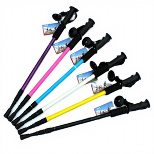 KS Telescopic <b>Trekking</b> Stick Aluminum Alloy 3 Section Lightweight Hiking Pole Metal Tip Painted Straight Handle - Product Image 2