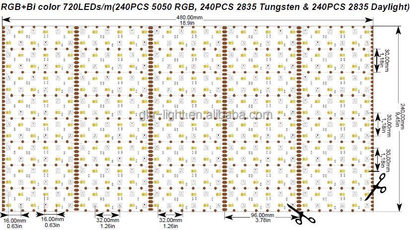 UL listed 5050 RGB Ra95 2835 hybrid CCT tunable 24V RGB chroma led sheet