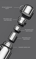 Grande gourde intelligente à double paroi en acier inoxydable avec thermomètre numérique, tasse à thé isolée, thermos à thé avec infuseur à thé
