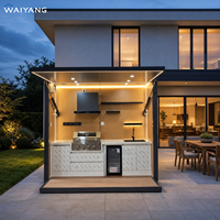 Meubles de cuisine d'extérieur de luxe modulaires en acier inoxydable pour barbecue, îlot de cuisine extérieure, mobilier de jardin pour barbecue